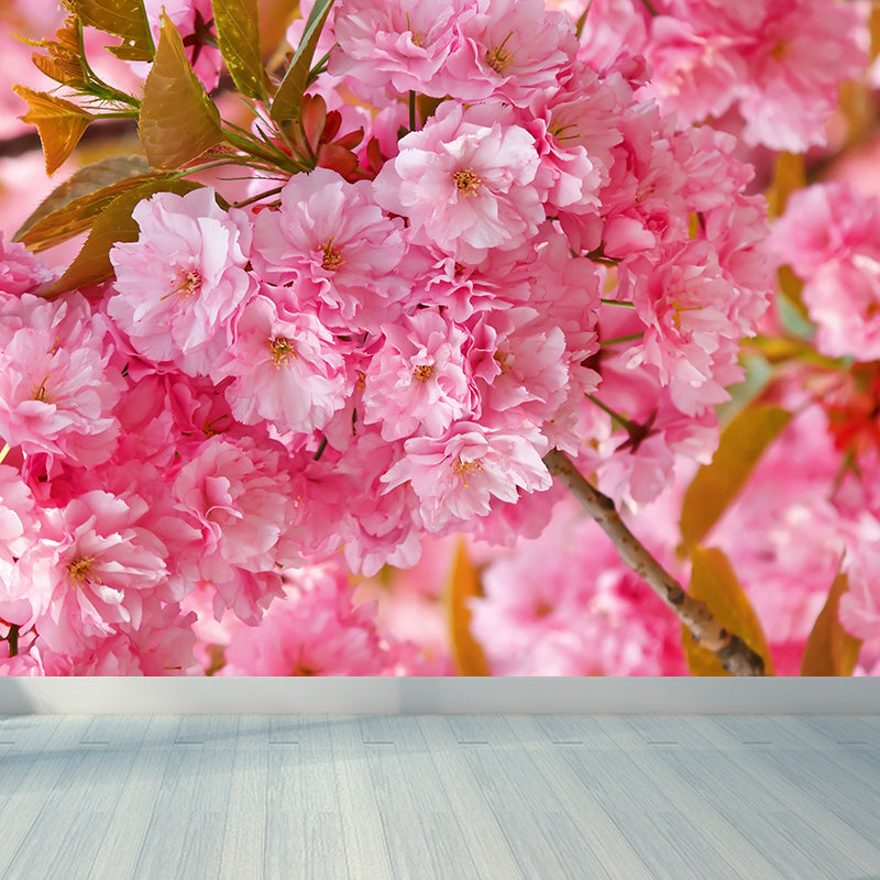 Huge Flower Landscape Mural Decal Pink Non-Woven Wall Art for Home Decor, Personalised