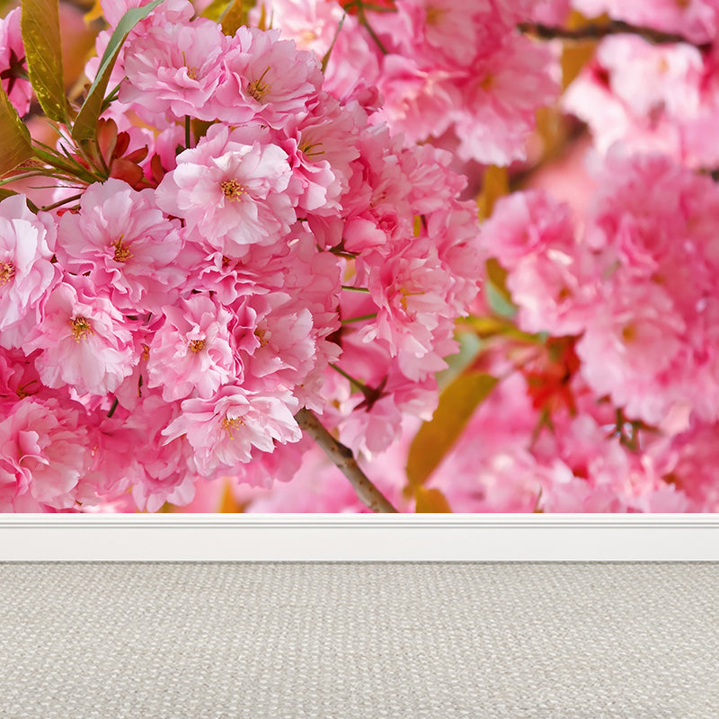 Huge Flower Landscape Mural Decal Pink Non-Woven Wall Art for Home Decor, Personalised