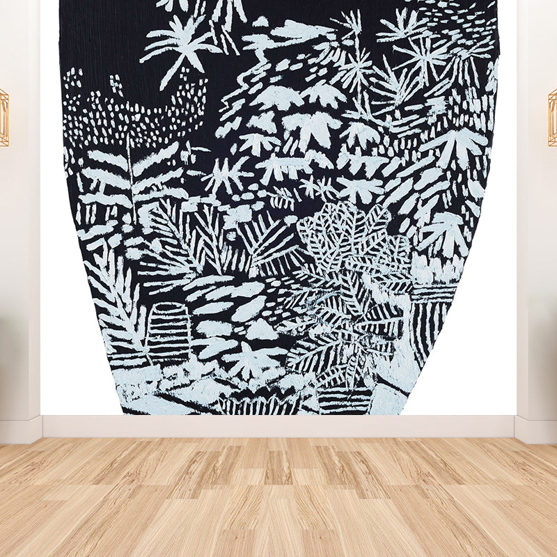 Giant Hand Printed Mural Decal Black and White Non-Woven Wall Art for Home Decor, Personalised