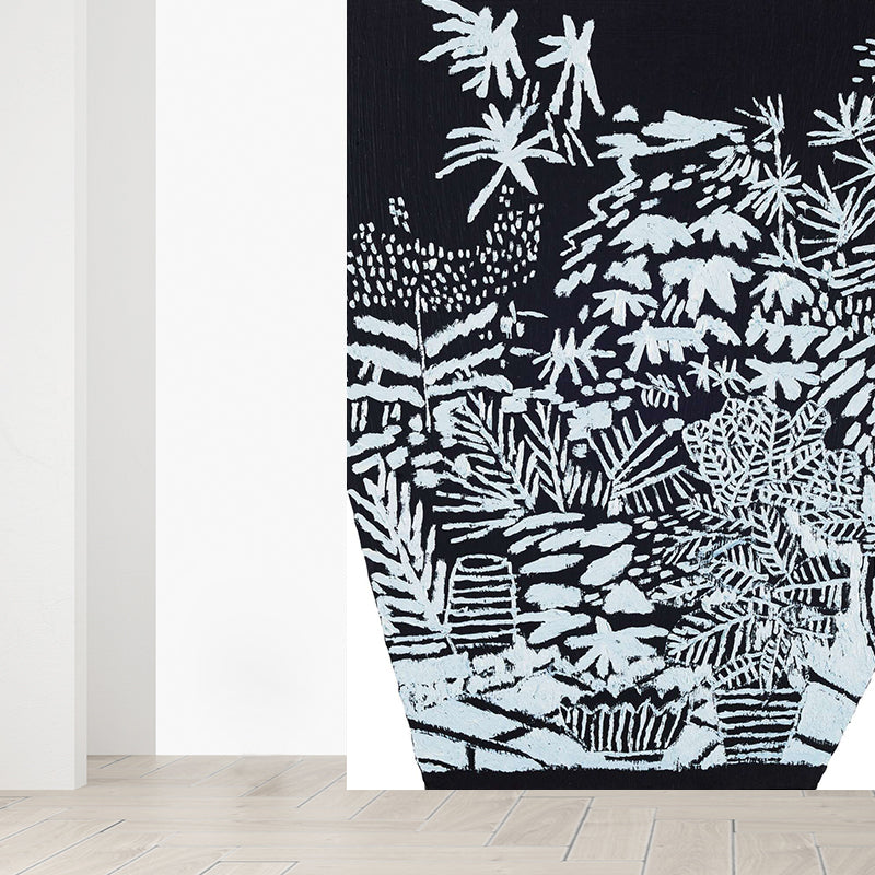 Giant Hand Printed Mural Decal Black and White Non-Woven Wall Art for Home Decor, Personalised
