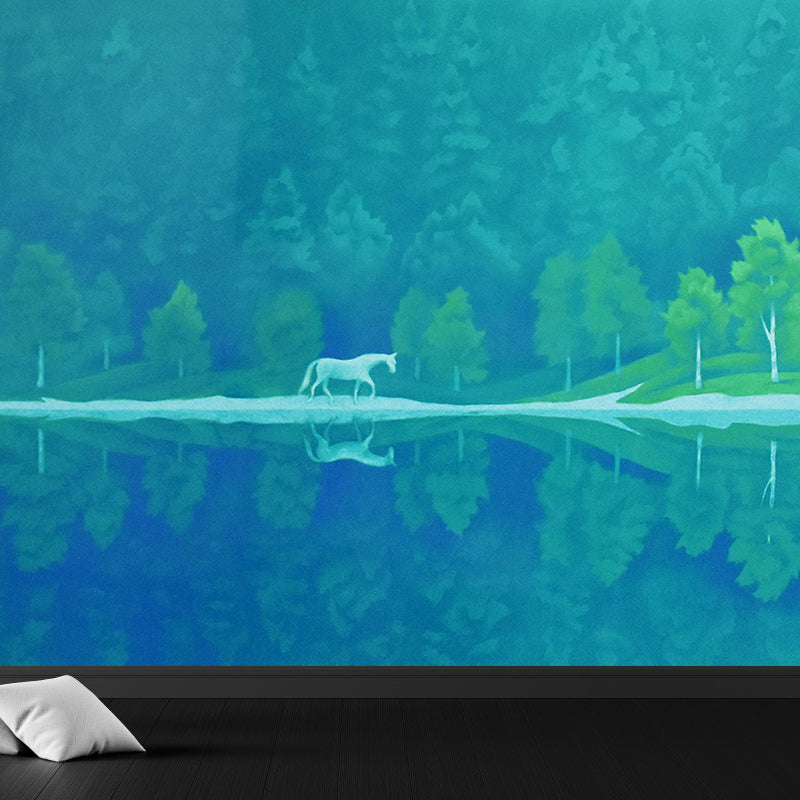 Modern Nature Plants Mural Decal Green Living Room Wall Covering, Custom Printed