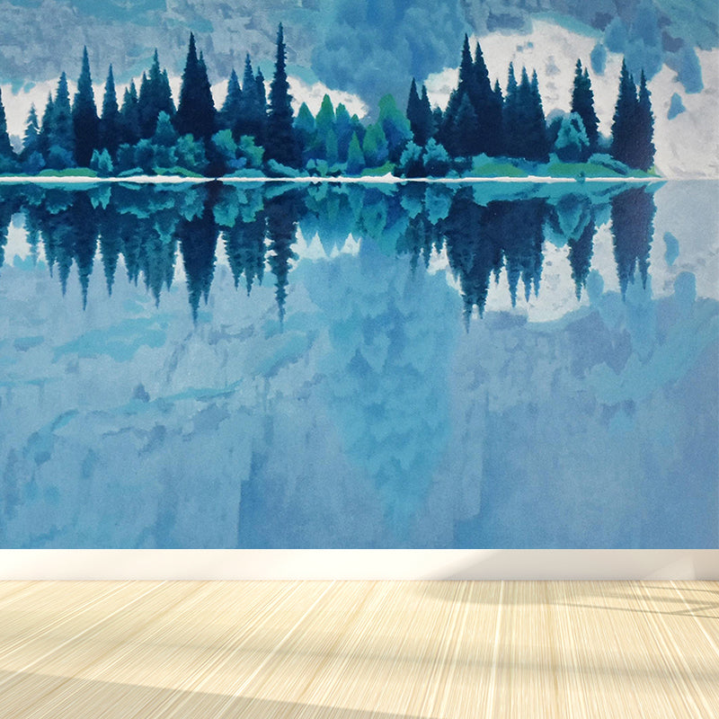 Trees and Lake Wall Mural Contemporary Decorative Girls Room Wall Covering, Custom Printed