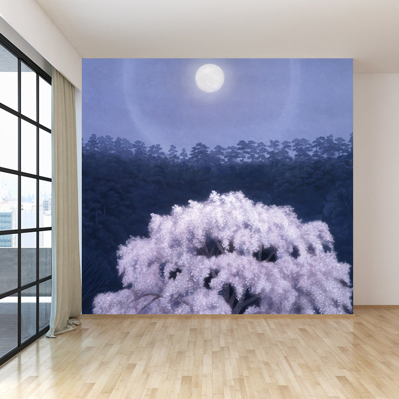 Stain Resistant Cherry Tree Mural Non-Woven Cloth Modern Wall Art for Girls Room