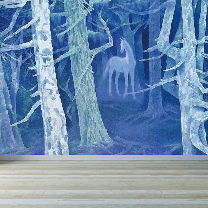 Water Resistant Forest Mural Non-Woven Texture Modern Wall Covering for Living Room