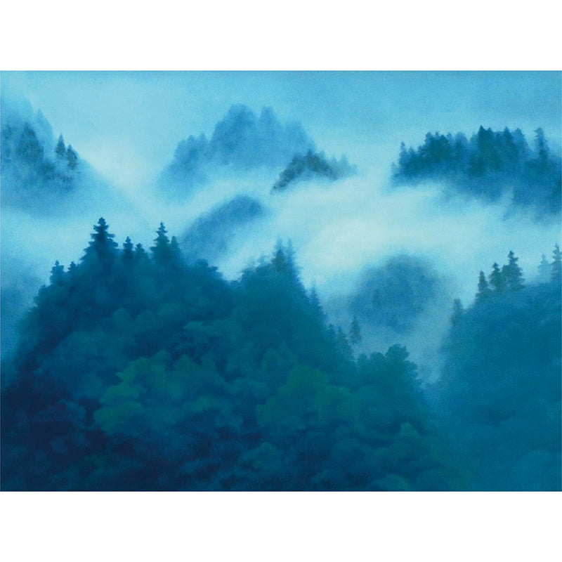 Contemporary Misty Forest Mural Decal Green Bedroom Wall Covering, Made to Measure