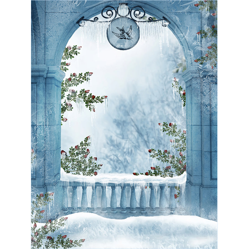 Modern Winter View Mural Wallpaper for Boys Bedroom Full Size Wall Covering in Blue