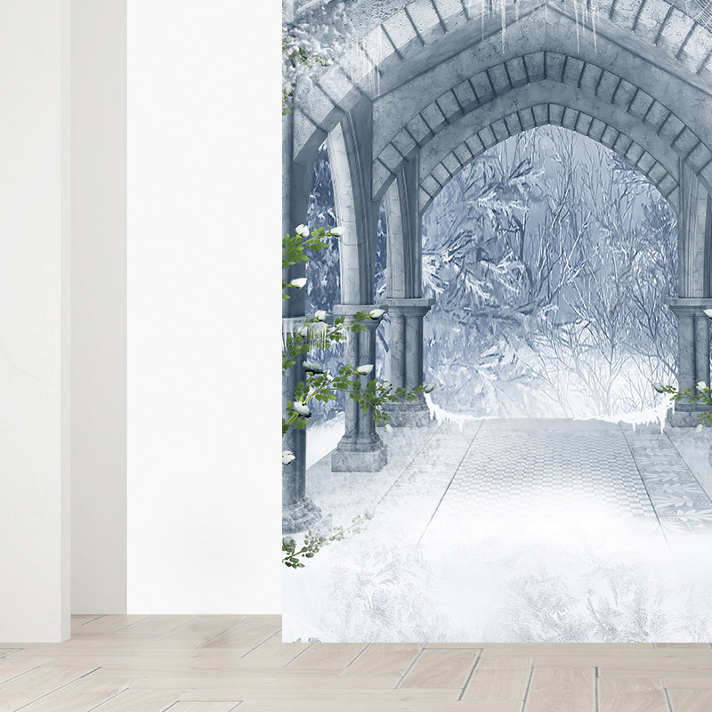Contemporary Winter Bower Wall Mural White Decorative Wall Covering for Living Room