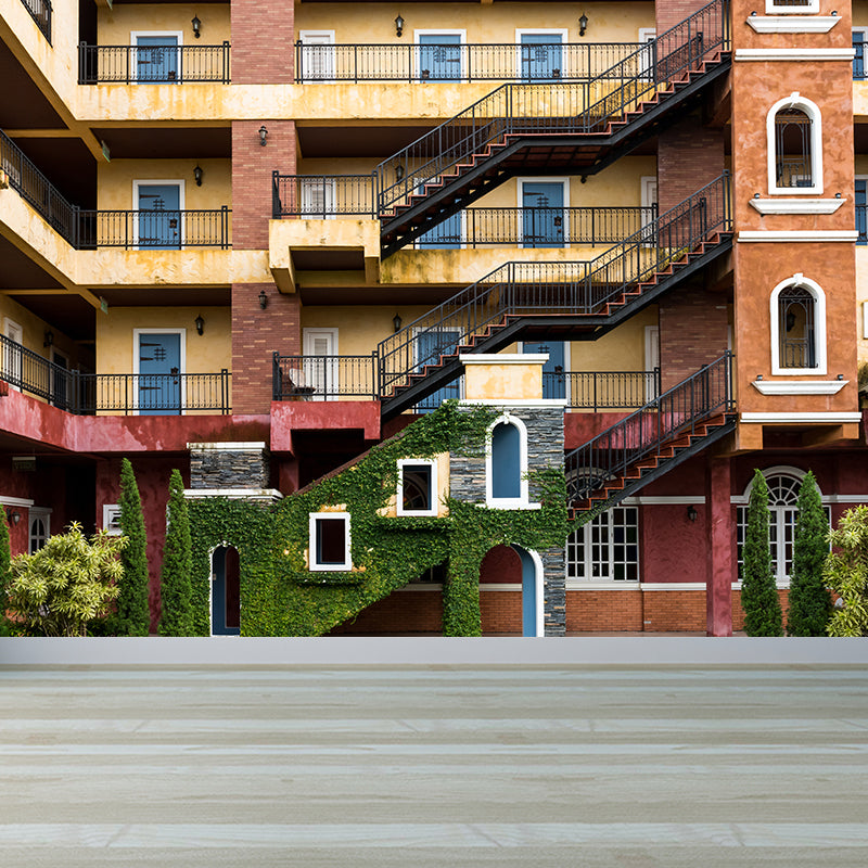 Yellow House Outer View Mural Architecture Modern Waterproofing Wall Decor for Home