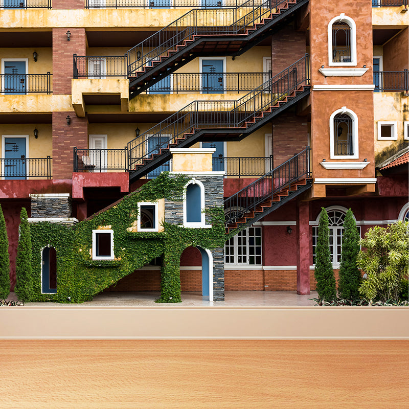 Yellow House Outer View Mural Architecture Modern Waterproofing Wall Decor for Home