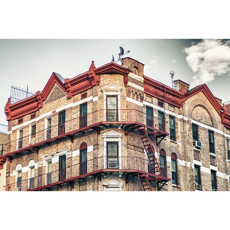 Khaki Modern Wall Mural Large House with Straight Stairs Wall Covering for Accent Wall