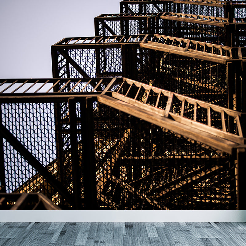 Black Stairs Wallpaper Mural Waterproofing Modernism Living Room Wall Decor, Custom Print