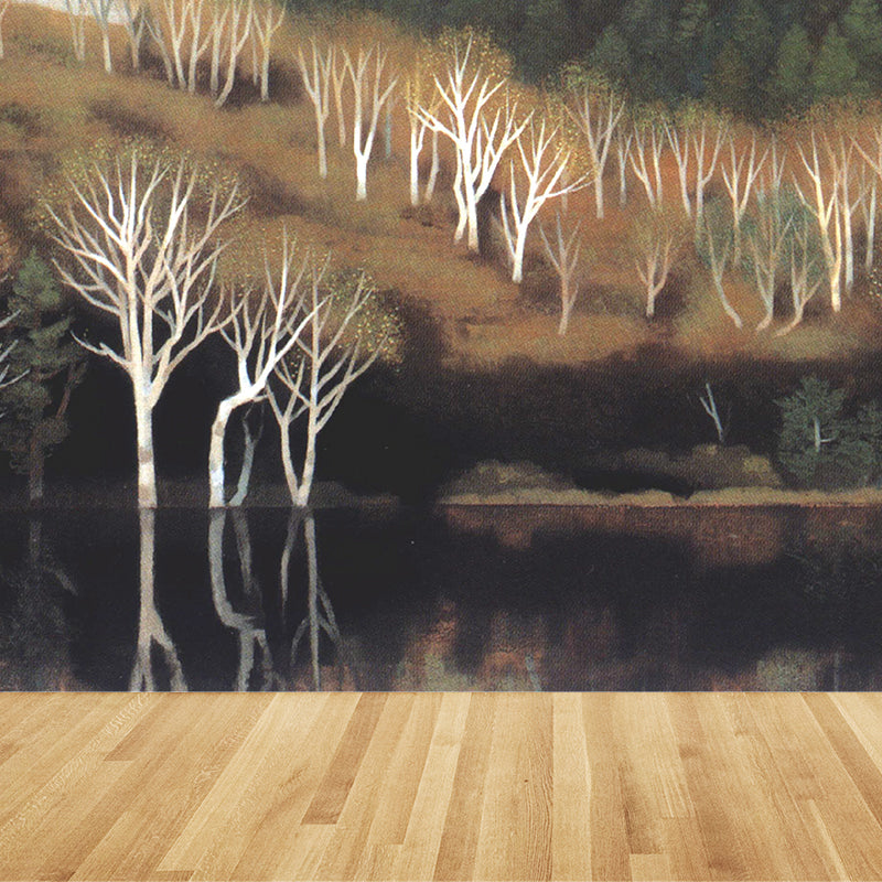 Blackish Green Woodlands Wall Mural for Decoration Contemporary Guest Room Wall Art