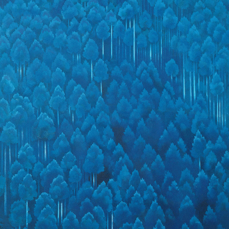 Huge Forest Wall Mural for Bedroom Floral Print Wall Art in Blue, Moisture Resistant