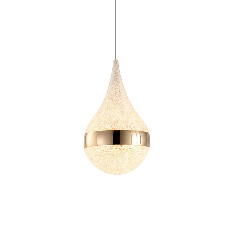 Luce a sospensione con soffitto a 1 bulba contemporanea con un cluster a goccia di cristallo a bolle a grotteggio bianco in luce calda/bianca/naturale