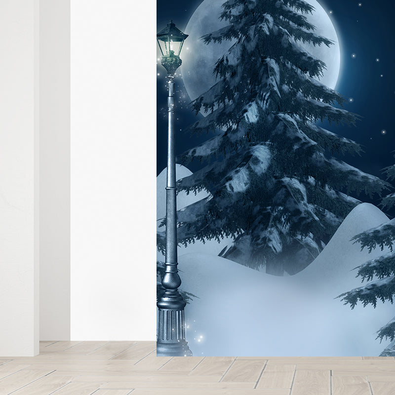 White Contemporary Wall Mural Huge Snow-Covered Landscape Wall Decor for Living Room