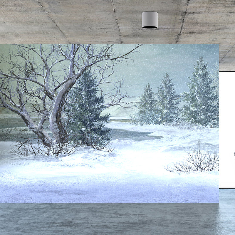 Waterproof Snowfield and Trees Mural Modern Non-Woven Wall Art, Custom Size Available