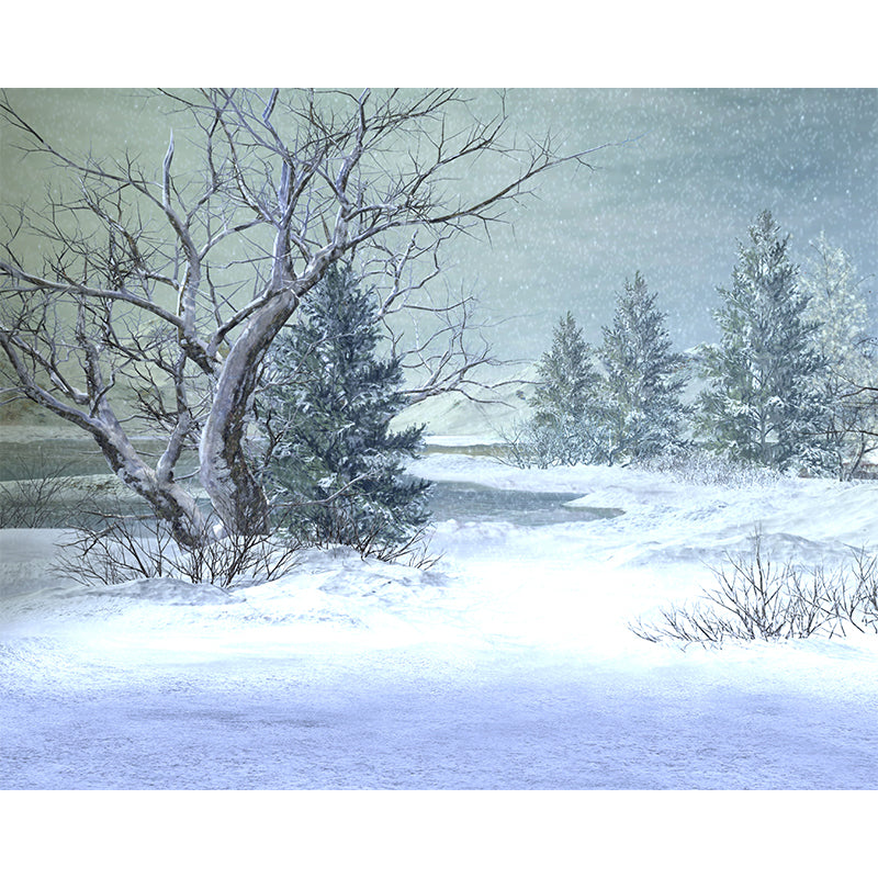 Waterproof Snowfield and Trees Mural Modern Non-Woven Wall Art, Custom Size Available