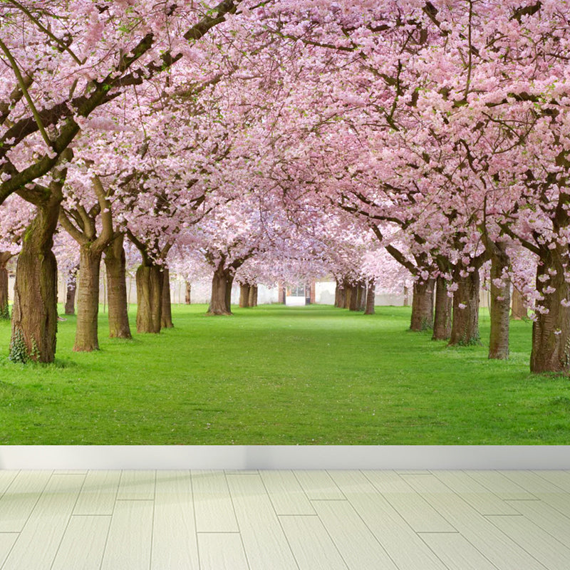Extra Large Modern Mural Wallpaper in Pink Cherry Trees Wall Decor, Custom Printed