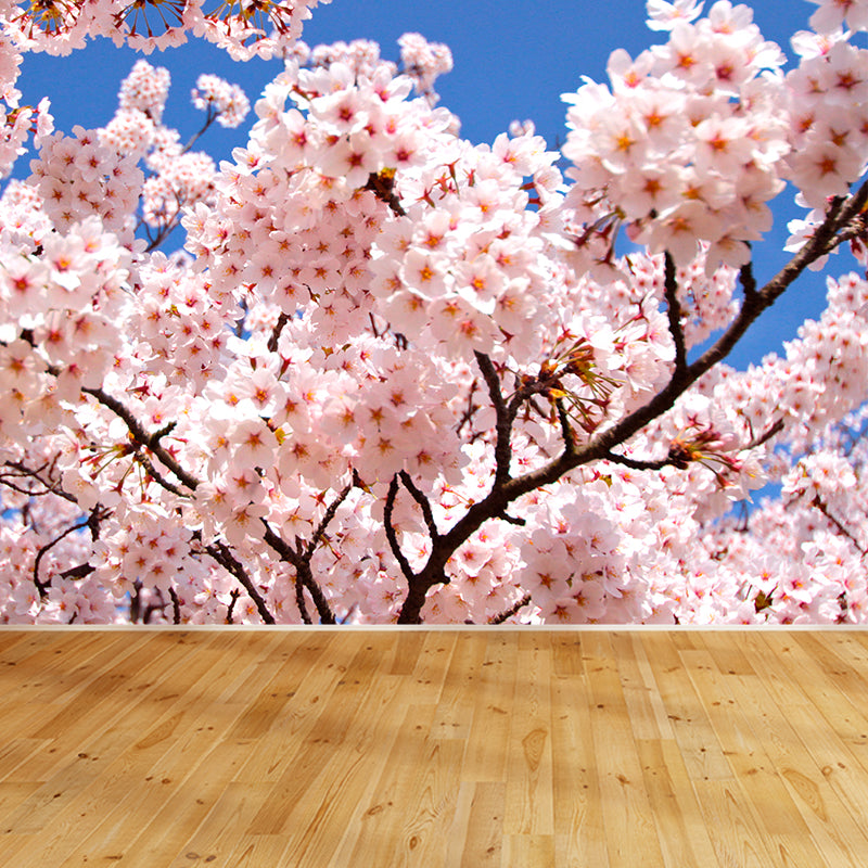 Great Cherry Bud Print Mural Decal Pink Non-Woven Wall Art for Indoor Decor, Custom