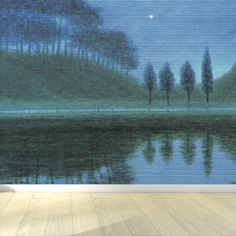 Contemporary Woodland Wall Mural Green Girls Bedroom Wall Covering, Personalized