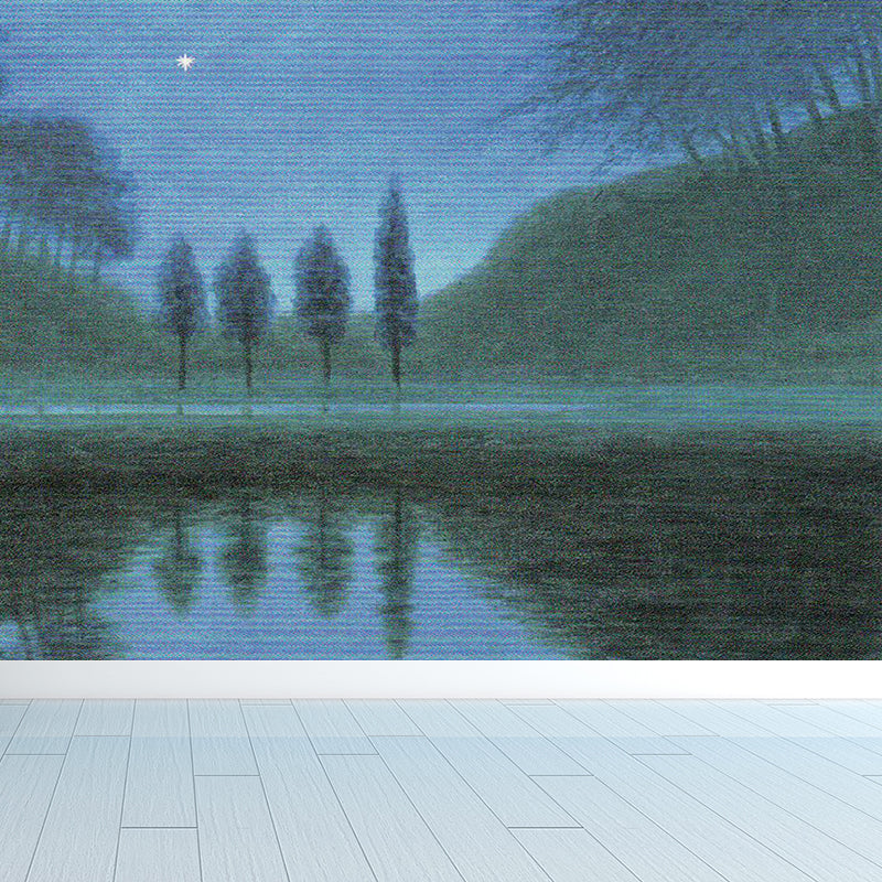 Contemporary Woodland Wall Mural Green Girls Bedroom Wall Covering, Personalized