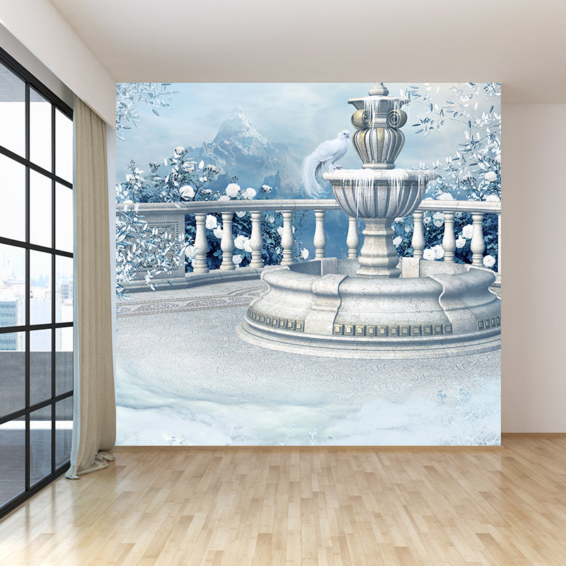 Winter Spray Fountain Mural Wallpaper Contemporary Non-Woven Fabric Wall Covering