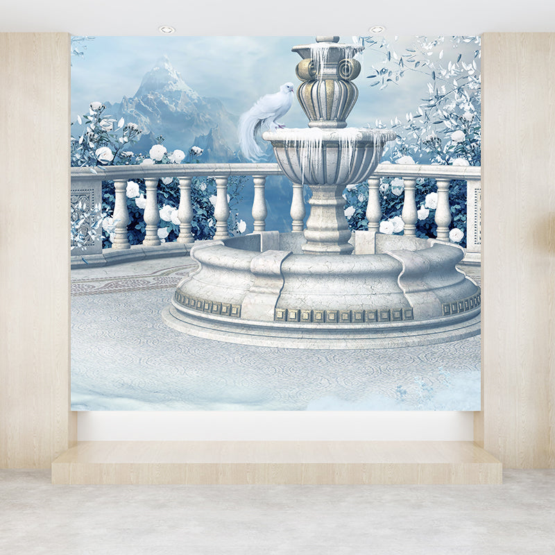 Winter Spray Fountain Mural Wallpaper Contemporary Non-Woven Fabric Wall Covering