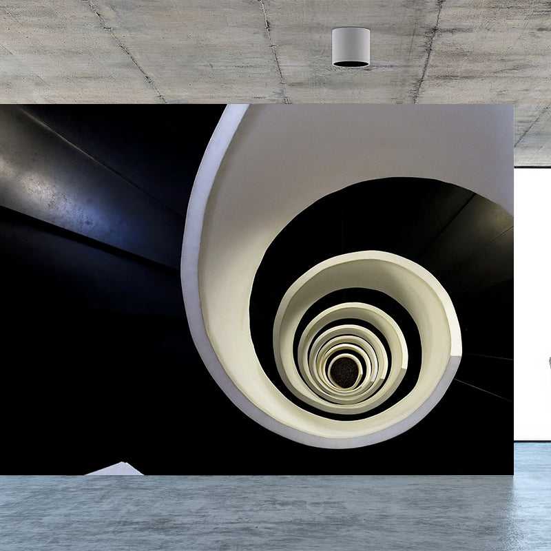 Modern Whirling Pattern Wall Mural Black and White Bedroom Wall Decor, Made to Measure