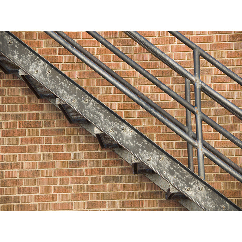 Contemporary Steel Stairway Mural Wallpaper Non-Woven Waterproof Khaki Wall Covering