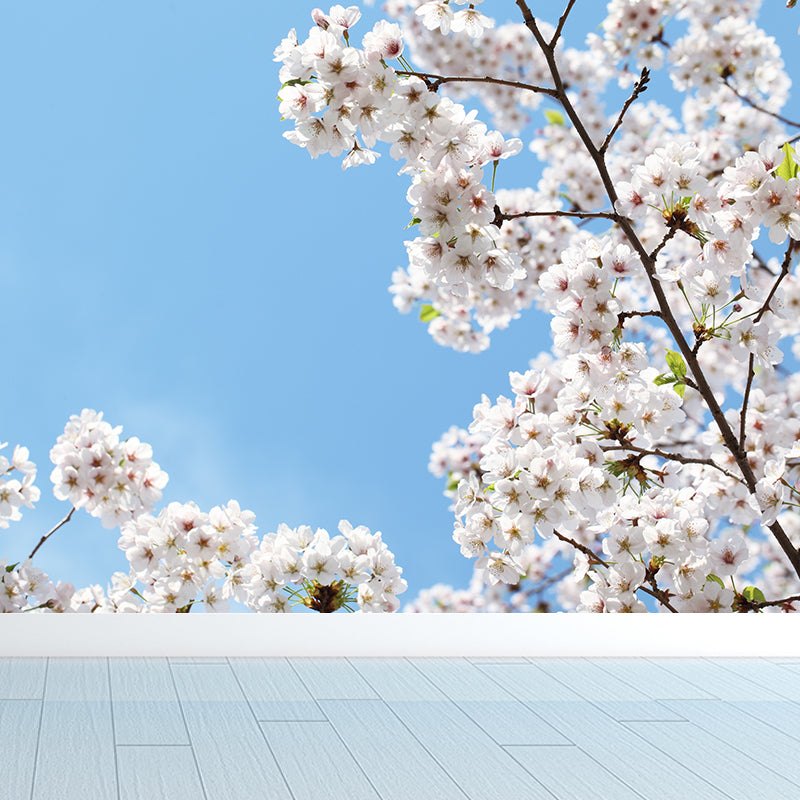 Stain Resistant Cherry Mural Wallpaper Non-Woven Modern Wall Decor for Girls Room