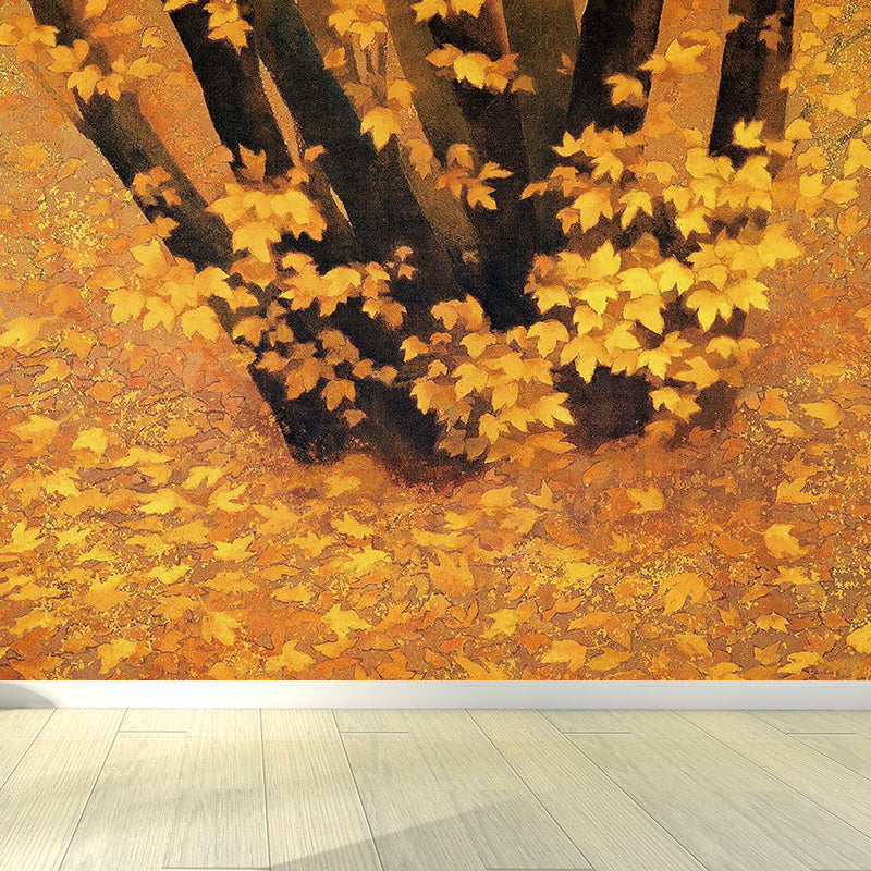Whole Maple Leaves Wall Mural Moisture Resistant Modern Dining Room Wall Covering