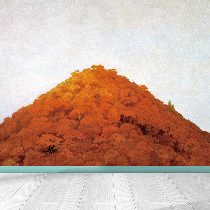 Modern Hills Wall Mural Non-Woven Stain-Proofing Orange Wall Covering for Boys Room