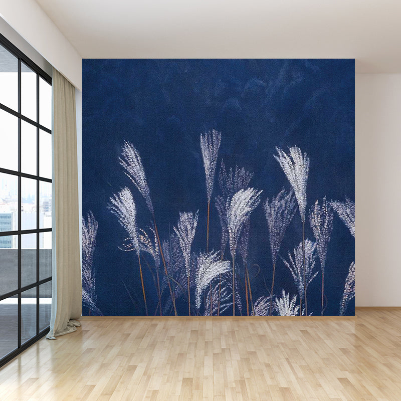 Big Woodland Mural for Kitchen Botanical Print Wall Decor in Blue, Stain Resistant