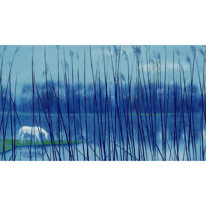 Huge Contemporary Mural Wallpaper in Blue Reed Grass Wall Art, Custom Size Available