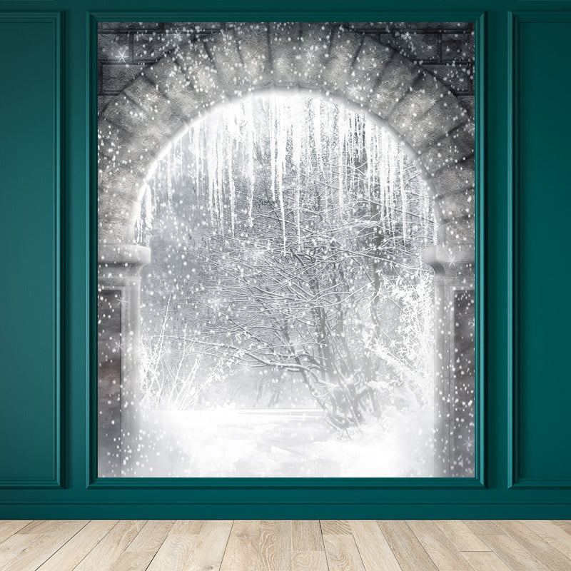 Modern Snow Crystals Mural Decal White Dining Bedroom Wall Covering, Personalized