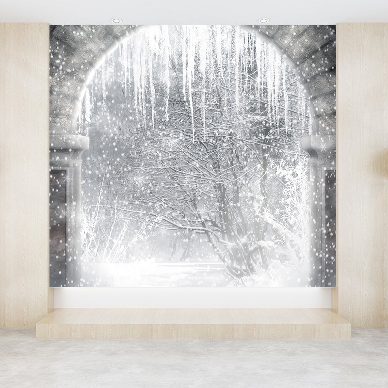 Modern Snow Crystals Mural Decal White Dining Bedroom Wall Covering, Personalized