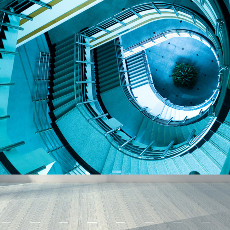 House Interior Stairs View Mural Modern Style Water-Proof Living Room Wall Art, Custom Print