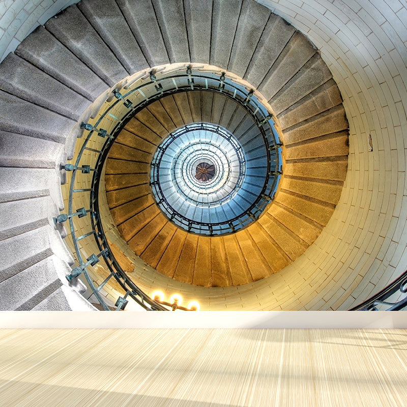 White Stairs Wall Paper Mural Vortex Contemporary Stain-Resistant Wall Decor for Home