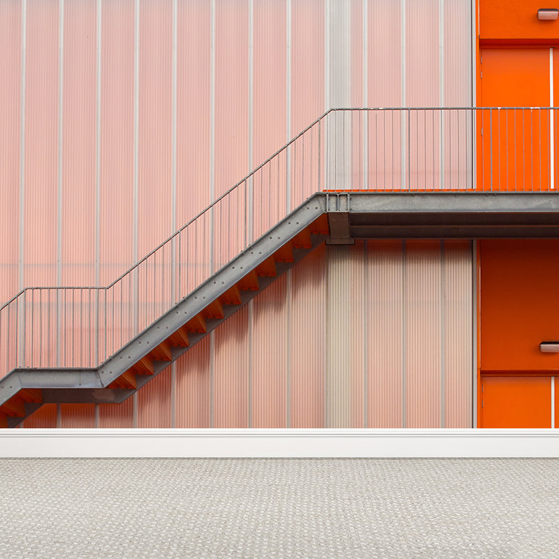 Smooth Large Pink Mural Modern Factory Interior Stairway Wall Art, Customized Size