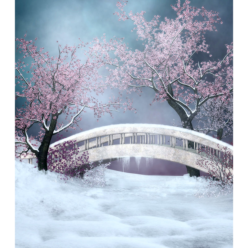 Stain-Proof Flower and Bridge Mural Non-Woven Texture Modern Wall Art for Guest Room