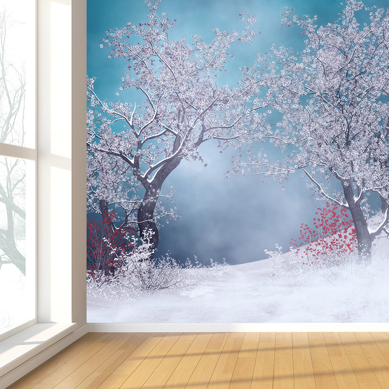 Illustration Winter Flower Scene Mural Great Wall Decor for Dining Room, Personalize
