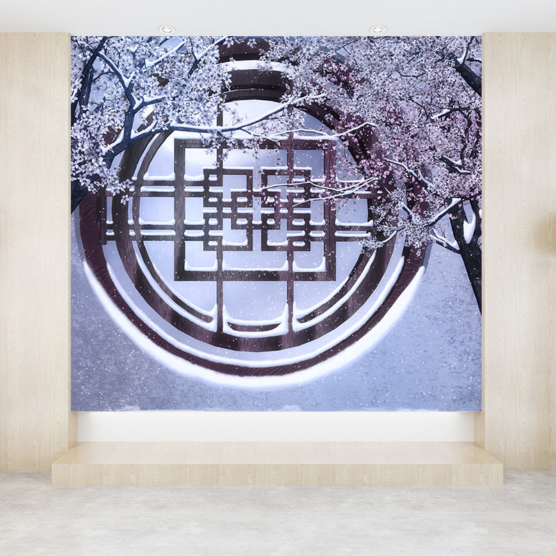 Big Winter Flowers View Mural Wallpaper Decorative Contemporary Dining Room Wall Art