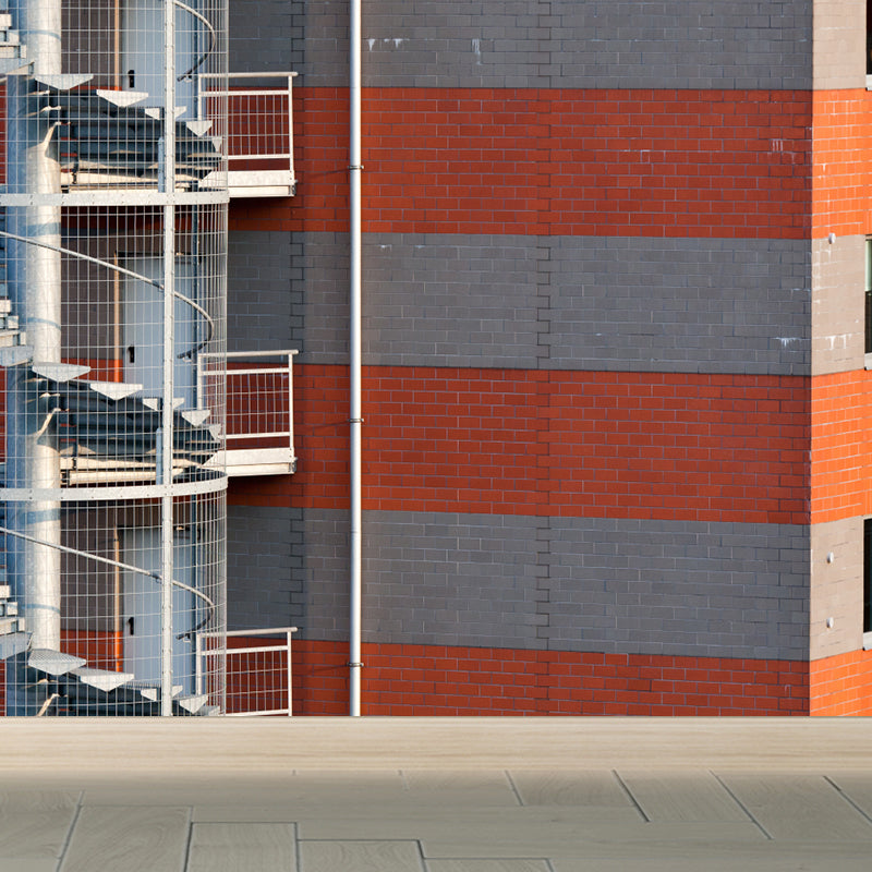 Modern Outdoor Staircase Wallpaper Mural Grey Stain Resistant Wall Art for Living Room