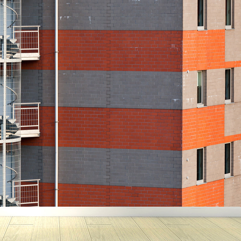 Modern Outdoor Staircase Wallpaper Mural Grey Stain Resistant Wall Art for Living Room