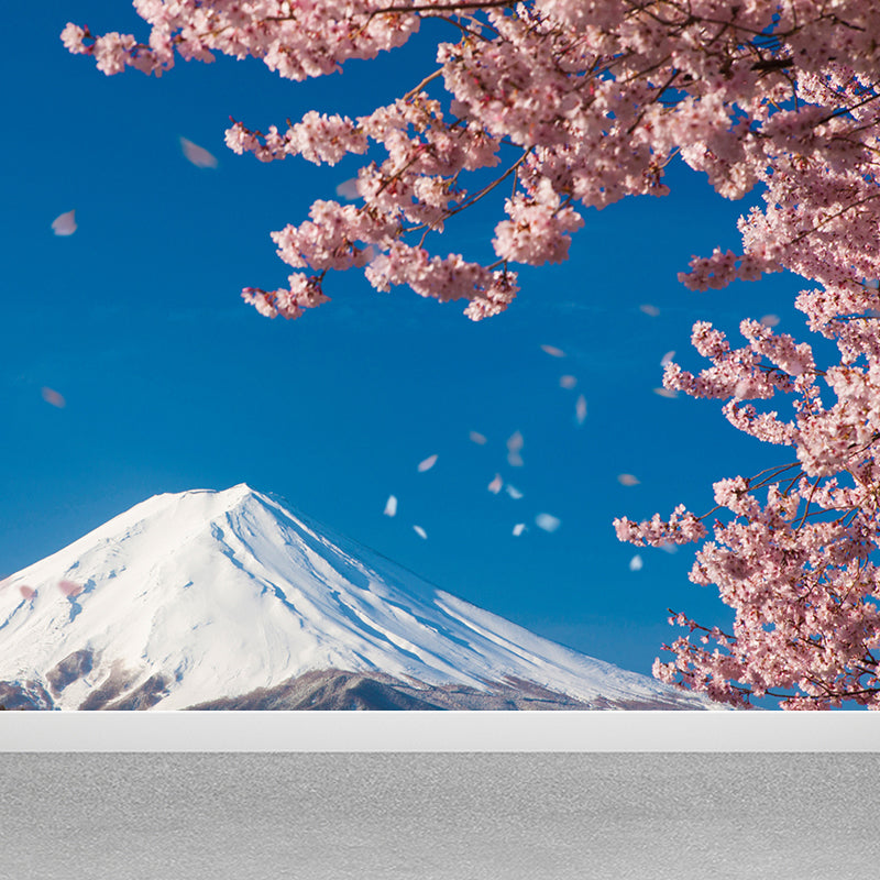 Flower and Mountain Wall Mural Modern Decorative Girls Room Wall Covering, Custom Size Available