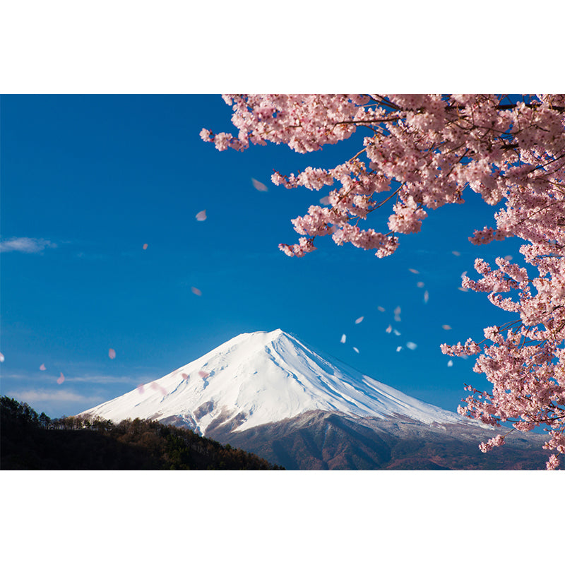 Flower and Mountain Wall Mural Modern Decorative Girls Room Wall Covering, Custom Size Available