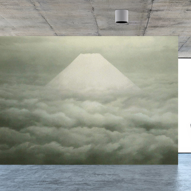 Light Green Mountains Wall Mural Moisture Resistant Modern Living Room Wall Decor