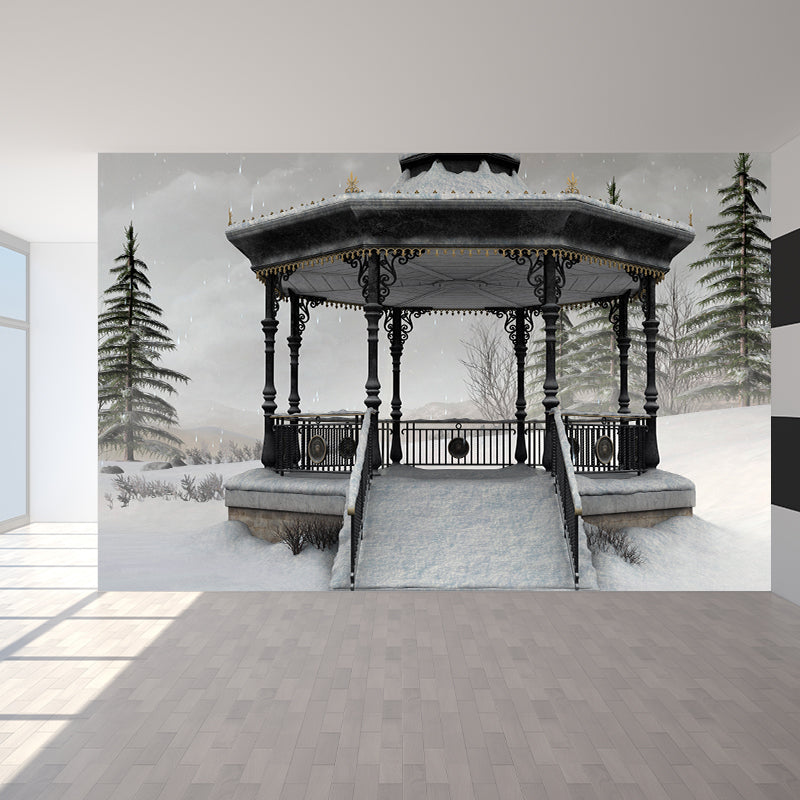 Severe Winter Pavilion Mural Wallpaper Contemporay Non-Woven Material Wall Covering