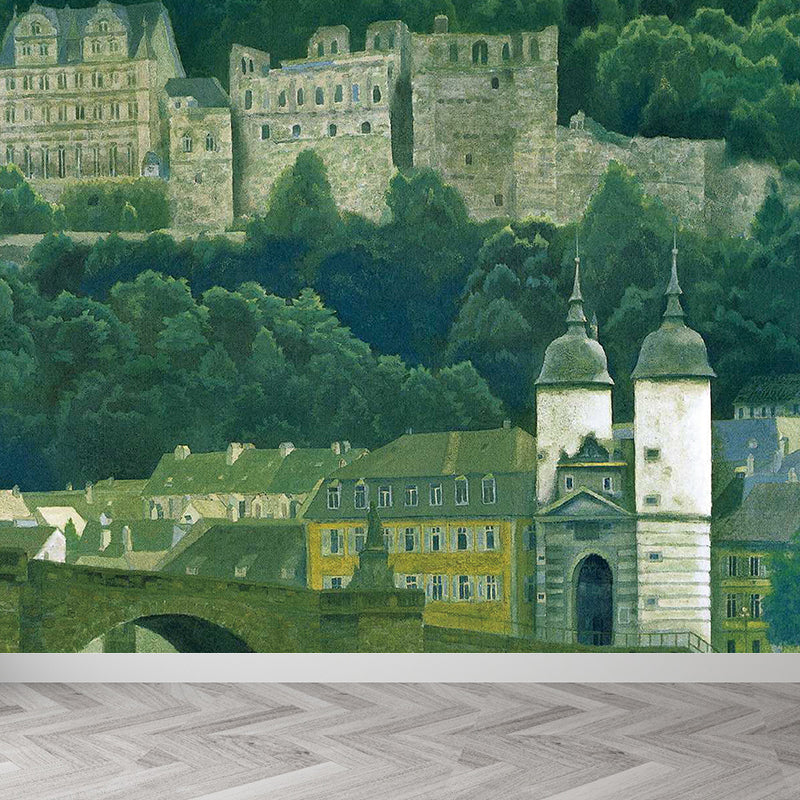 Washable Forest Castle Mural Decal Personlized Modern Wall Covering for Guest Room