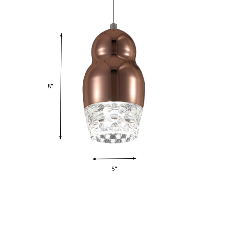 1/3 Heads Metal Pendant Lamp with Gourd Shade Postmodern Chrome/Gold/Rose Gold Suspended Pendant Light for Bar in Warm/White
